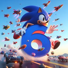 sonic the hedgehog is flying through the air