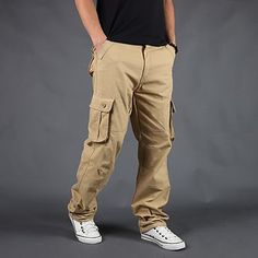 Season:Spring Fall; Fabric:Cotton; Gender:Men's; Style:Cargo,Basic; Elasticity:Inelastic; Occasion:Casual; Details:Without Lining; Fit Type:Slim; Function:Comfort,Breathable,Moisture Wicking; Waistline:Mid Waist; Pattern:Solid Color; Design:Pocket,Classic; Special Size:Plus Size; Pants Type:Tactical Cargo,Pants; Fly Type:Zipper; Front page:FF; Listing Date:07/05/2021; Hips:; Length:; Waist:; Special selected products:COD; Pants Length:Full Length Mens Trousers Fashion, Cropped Pants Men, Loose Overalls, Cargo Pants Style, Men's Cargo Pants, Cotton Casual Pants, Workwear Shorts, Quick Dry Pants, Overalls Men