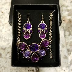 Night Drama Necklace And Earrings. Never Been Worn, Still In Box. Perfect To Add A Pop Of Color. Purple Costume Jewelry For Party, Elegant Purple Jewelry Set With Matching Earrings, Purple Metal Jewelry For Gift, Purple Jewelry Sets With Matching Earrings For Gift, Purple Amethyst Jewelry For Parties, Purple Costume Jewelry As Gift, Purple Costume Jewelry Gift, Purple Costume Jewelry As A Gift, Purple Amethyst Party Jewelry