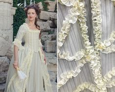 "This lovely romantic gown was designed by us inspired by the movies Marie Antoinette, Dangerous Liaisons, and Elizabeth Swann dress from Pirates of the Caribbean Sea. We used historical patterns from Janet Arnold \"Patterns of fashion\". Perfect for 18th century themed weddings and formal events. Makes a stunning masquerade gown! Details: Made of striped linen, very similar to the original in the pictures, but we can make it from another fabric, like in the 6th picture. This is a two-piece gown Rococo Wedding Dress, Marie Antoinette Dress 18th Century, Elizabeth Swann Dress, Rococo Wedding, Marie Antoinette Dress, Masquerade Gown, Elven Costume, Wedding Dress With Corset, Marie Antoinette Dresses