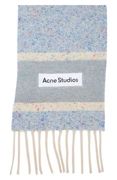 Wrap yourself in the luxurious warmth of this Italian-crafted fringe scarf made from a delightfully flecked alpaca blend enriched with mohair, wool and silk. 50% alpaca, 20% nylon, 14% mohair, 14% wool, 2% silk Hand wash, line dry Made in Italy Fringe Scarf, Mohair Wool, Denim Blue, Alpaca, Blue Denim, Acne Studios, In Italy, Hand Wash, Nordstrom