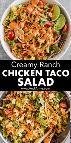 chicken taco salad with creamy ranch dressing