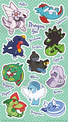 the pokemon stickers are all different shapes and sizes, but one is not in color