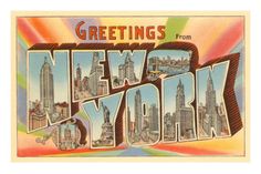 an old postcard with the words new york on it