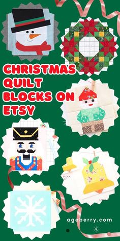 christmas quilt blocks on etsy