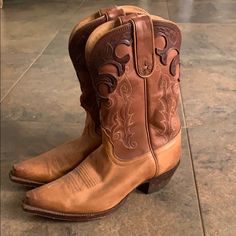 Tony Lama Boots. Mid Calf Height, Great Condition, Very Comfortable. Wide Calf Snip Toe Mid-calf Boots For Rodeo, Western Style Brown Leather Mid-calf Boots, Vintage Tony Lama Boots Womens, Brown Snip Toe Mid-calf Boots, Brown Wide Calf Western Mid-calf Boots, Tony Lama Boots, Tony Lama, Tan Brown, Shoes Heels Boots