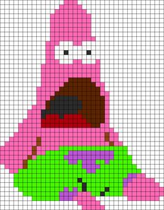 a cross - stitch pattern with the face of peppa pig in pink and green