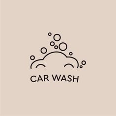 the logo for car wash, which is designed in black and white with bubbles on it