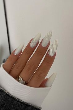 Christmas Nails 2023 Christmas Gel Nails, Her Nails, Snowflake Nails, 50 Christmas, White Nail