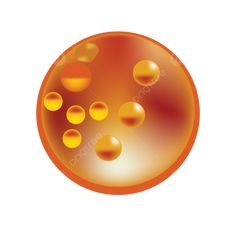 an orange and yellow sphere with small bubbles on it's surface, viewed from above