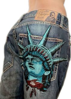 #2000s #vintageclothing #jeansstyle #shiny Colorful Punk Outfits, Unique Clothing Pieces, Beaded Jeans, Custom Outfits, Spotify Apple, Halloween This Year, Christian Audigier, Slim Dress, Creative Halloween Costumes