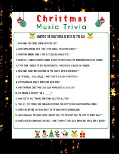 a christmas music trivia with the words and symbols