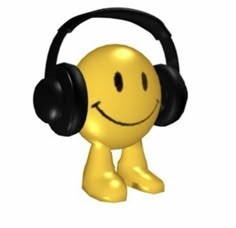 a smiley face wearing headphones and smiling