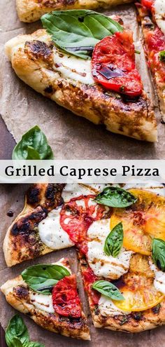 grilled caprese pizza with basil and tomatoes