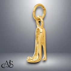 Introducing our elegant 14K Yellow Gold 3D High Heel Shoe Pendant Charm, a sophisticated piece that perfectly captures the essence of fashion and style.  Crafted from high-quality 14K yellow gold, this pendant features a polished finish that adds a touch of shine and glamour. Measuring 17 mm in length and 9 mm in width, the charm showcases a detailed 3D design that brings the high heel shoe to life, making it a standout accessory for any jewelry collection. The textured surface adds an extra lay Shoe Pendant, Fashion And Style, Shoe Lover, Beautiful Gift Boxes, 3d Design, High Heel Shoes, High Heel, Jewelry Collection, Chain Necklace