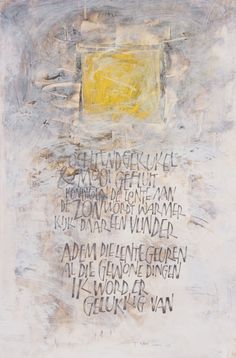 an abstract painting with words written on it