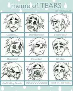 an anime character's face expressions with the words meme of tears written below