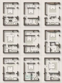 the floor plan for an office building with multiple rooms and one bedroom in each section