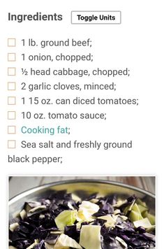 the ingredients for this recipe include cabbage, carrots, and other things to eat