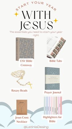 an info sheet with the words start your year with jesus and other things in it