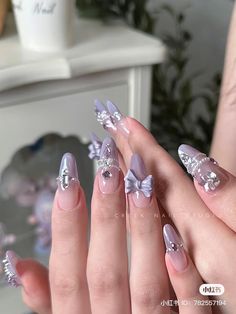 Fancy Purple Nails, Purple Wedding Nails For Bride, Rapunzel Nails, Fake Nails Designs, Asian Nails, Hello Nails, Purple Nail Designs, Purple Nail, Girly Acrylic Nails