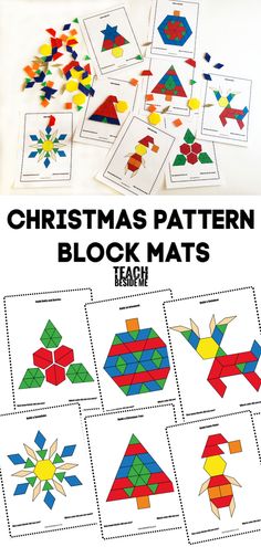 christmas pattern block mats for kids to make