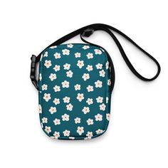 Simple little white flowers. A perfect everyday pattern that still has a unique whimsical feel to it. This all-over print crossbody bag is the perfect accessory to take with you wherever you go! It's got adjustable strabs and two spacious pockets: one inside and one outside. This makes it perfect for carrying your phone, wallet, and other essentials on the go. It's made of sturdy fabric making it water resistant and durable. Its two-way zipper allows for quick and easy access to the inside compa White Floral Print School Bag, White Floral Print Shoulder Bag For Travel, Everyday White Shoulder Bag With Floral Print, White Floral Print Shoulder Bag For Everyday Use, White Floral Print Shoulder Bag, Everyday White Floral Print Shoulder Bag, Little White Flowers, Fabric Making, Hip Bag