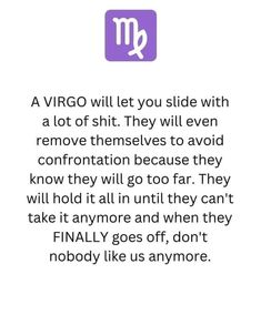 the zodiac sign for virgo is shown in purple and white with black writing on it