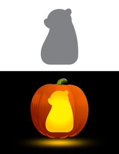 the silhouette of a bear is shown in this pumpkin carving pattern, and it's shadow appears to be glowing