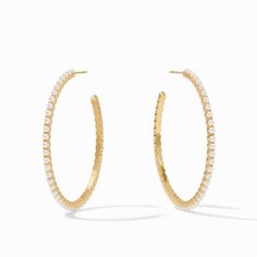 Juliet Hoop Earrings Pearl-Julie Vos-Swag Designer Jewelry Julie Vos, Pearl Hoop Earrings, Faux Florals, 24kt Gold, Chandeliers And Pendants, Gold Set, Gold Hoop, Gold Hoop Earrings, Jewelry Care