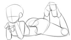 a drawing of a person laying down with their head turned to the side and hands behind them