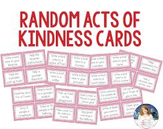 random acts of kindness cards for kids to practice their self - care and self - awareness skills