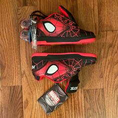 New With Tags And In Original Box Never Been Worn Authentic Marvel Spider-Man Heelys. Vintage You Will Not Find These Sneakers In Store. Let Your Little One Roll Around Town With These Sporty Spider Man Sneakers. Have Your Children Seen The Latest Spider- Man Across The Spider- Verse Yet? They Will Love These Size 4youth Sneakers That Will Last A Long Time With Its Black And Red Color That’s Hard To Attract Stains Spider Man Things, Spider Shoes, Spiderman Shoes, Marvel Shoes, Spiderman Gifts, Man Sneakers, Roller Skate Shoes, Roller Shoes, Custom Shoes Diy