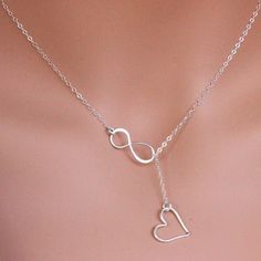 "Sterling Silver Infinity Heart  Necklace. Perfect express for infinity love. The Picture length is 16\". It could be gold fill  as well. It consists of... -Sterling Silver open  Heart charm, -Sterling Silver 8.3x19.1mm Infinity Link , and -Sterling silver cable chain with spring claw and -One set of Care instruction package. Total length will be 15\",16\", 17\",18\" ,19\" or 20\" that will not be count 1\" dangle. MORE LARIAT NECKLACE https://www.etsy.com/shop/rainbowearring1?section_id=1640334 Sister Valentine, Necklace Sister, Necklace Infinity, Sister Sister, Sister Jewelry, Gift Valentines Day, Gift Sister, Sterling Silver Cat, Infinity Heart