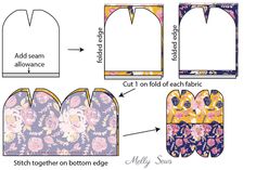 the instructions for how to make an oven mitt with flowers and leaves on it