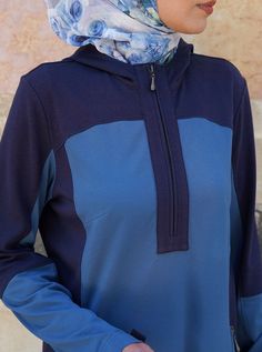 Hits short of knees Zipped neck Zipped front pockets Hood Velcro tab cuffs Dual color Model is 168cm (5 feet 6 inches) and wearing size M Item Code: wB3151 Outdoor Half-zip Hoodie With Zipper Closure, Modest Sportswear, Amira Hijab, Wide Legged Pants, Tunic Hoodie, Maxi Skirts, Body Size, Body Measurements, 6 Inches