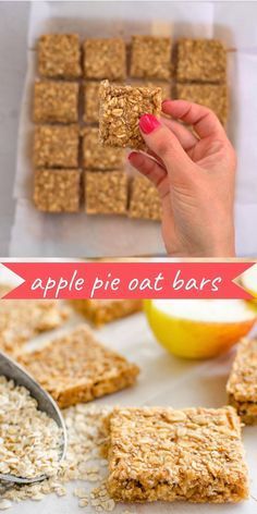 apple pie oat bars on a cutting board