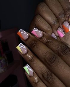 Short Set Nails, Vacation Short Nails, Coffin Acrylic Nails, Set Nails, Nail Art Designs Images, Green Acrylic Nails, Square Nail Designs, Stylish Nails Designs