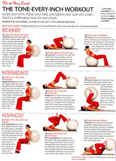 a woman in red is doing exercises on an exercise ball