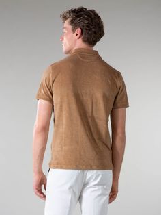 These Aurélien Polo Terry Towelling Caramel Brown for Men XXXL symbolize Mediterranean style and ultimate comfort. A combination of traditional details and a contemporary twist. This model is made in  . The  Polo Shirts are made entirely by hand in Italy. For exclusive, luxurious and handmade Italian Polo Shirts you've come to the right place at Aurélien! Terry Towelling, Caramel Brown, Desert Boots, Mediterranean Style, Steel Blue, Polo Shirts, Sun Lounger, Wardrobe Staples, Timeless Design