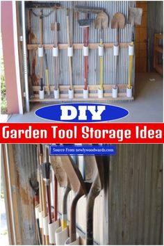 the garden tool storage idea is easy to make