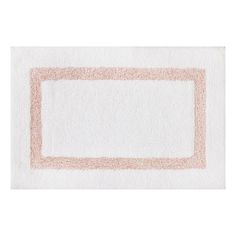 a white rug with an orange border on top and a light pink border on the bottom