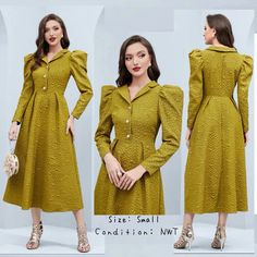 Yellow Maxi Buttoned Dress, Beautiful Buttons, Side Zippered, Could Be Used As A Coat Too, Very Versatile, Excellent Brand And Quality. #Maxidress Long Sleeve Midi Dress With Buttons For Semi-formal Occasions, Puff Sleeve Midi Dress With Buttons For Party, A-line Midi Dress With Buttons For Party, Puff Sleeve Party Dress With Buttons, Party Midi Dress With Puff Sleeves And Buttons, Party Dresses With Buttons And Puff Sleeves, Party Dresses With Puff Sleeves And Buttons, Long Sleeve Buttoned Midi Dress For Party, Collared Party Dresses With Button Cuffs