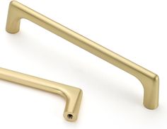 two brass handles on a white background