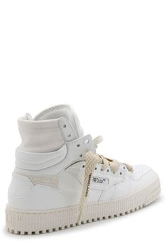 Upper, 100% leather Lining, 100% polyester Sole, 100% rubber White Leather High-top Sneakers With Vulcanized Sole, Off-white Sneakers For Streetwear, White Leather Lace-up Custom Sneakers, Classic Off White Sneakers For Streetwear, Classic Off-white Sneakers For Streetwear, Casual Leather High-top Sneakers With Rubber Waffle Outsoles, Cream Leather High-top Sneakers With Rubber Sole, Cream Leather Sneakers For Streetwear, Off White Sneakers With Rubber Sole For Streetwear