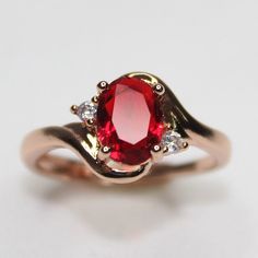 Oval Shape Ruby Rose Gold Resizable RingRing Oval Rings For Valentine's Day Proposal, Ring Settings Types, Wedding Party Jewelry, Silver Jewelry Rings, 925 Silver Jewelry, Color Ring, Ruby Ring, Open Ring, Crystal Rings