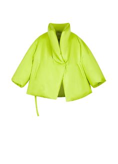 Black: 100% polyester White: 100% nylon Green:100% nylon Yellow: 100% nylon Filler: 90% white duck down Oriental robe-type coat Spring Nylon Puffer Outerwear, Spring Puffer Outerwear With Duck Down, Green Nylon Puffer Outerwear, Spring Nylon Puffer Jacket With Padded Collar, White Duck, White Ducks, Duck Down, Down Coat, Yellow