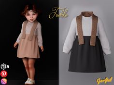 The Sims Resource - Tsukiko - Cute fall outfit with scarf Sims 4 Autumn, Outfit With Scarf, Sims Fashion, Halloween City, Dress With Scarf, Clothes Cc, Sims 4 Family, The Sims 4 Skin