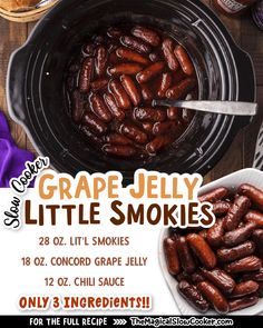 Grape Jelly Little Smokies, Little Smokies Crockpot, Smokies Crockpot, Slow Cooker Grape Jelly Meatballs, Appetizers Crockpot, Little Smokies Recipes, Smokies Recipe, Little Smokies, Magical Slow Cooker