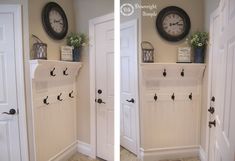 there are two pictures of the same room in this house, one is white and the other has black knobs on it